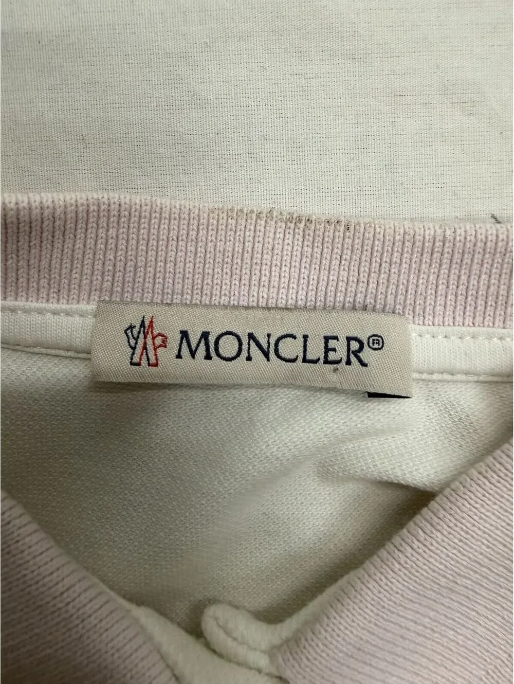 Moncler Baby Girl White Polo Dress with Pink Collar